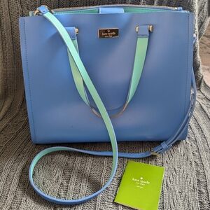 Kate Spade two toned blue leather satchel or crossbody